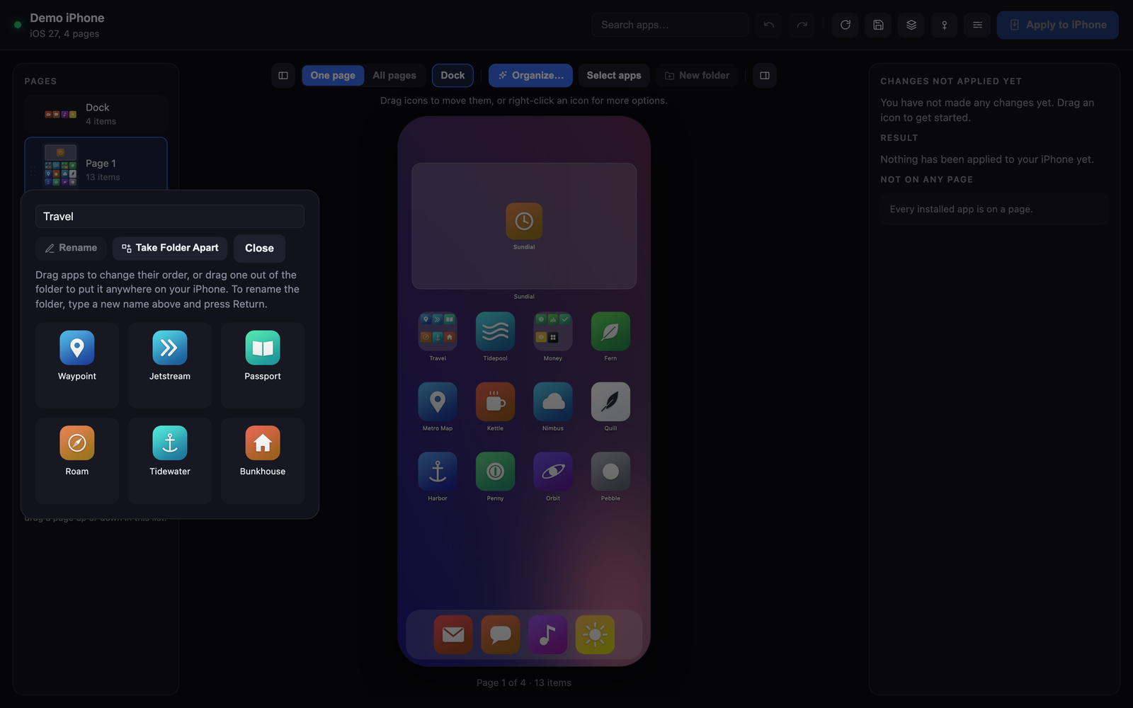 A folder opened in Icon Mosaic, showing the apps inside it.